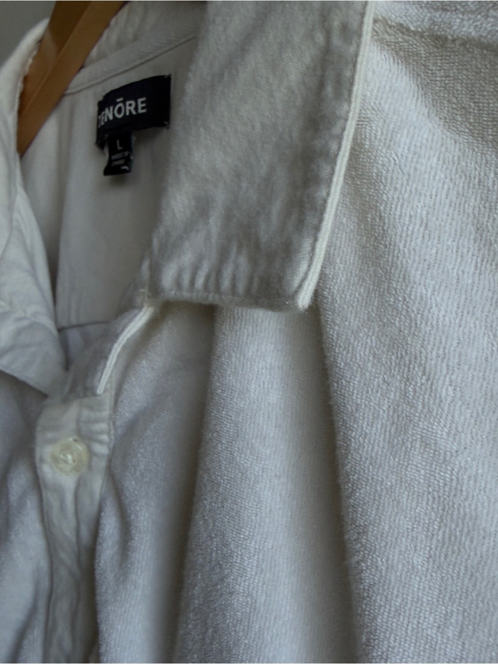 Tenore Ivory Terry Cloth Button-Up Shirt Men’s L - Picture 4 of 9
